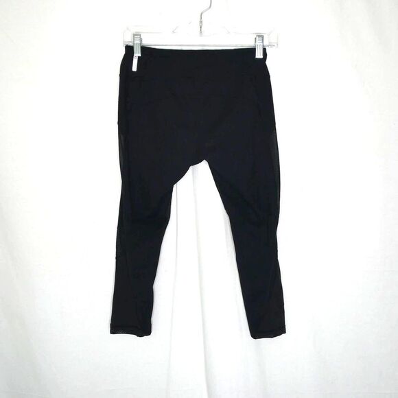 Zella Crop Leggings Black Mesh Panels Small Yoga Athletic Workout Activewear - Picture 5 of 6